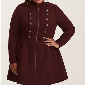 Torrid Burgundy Military Zip Coat
